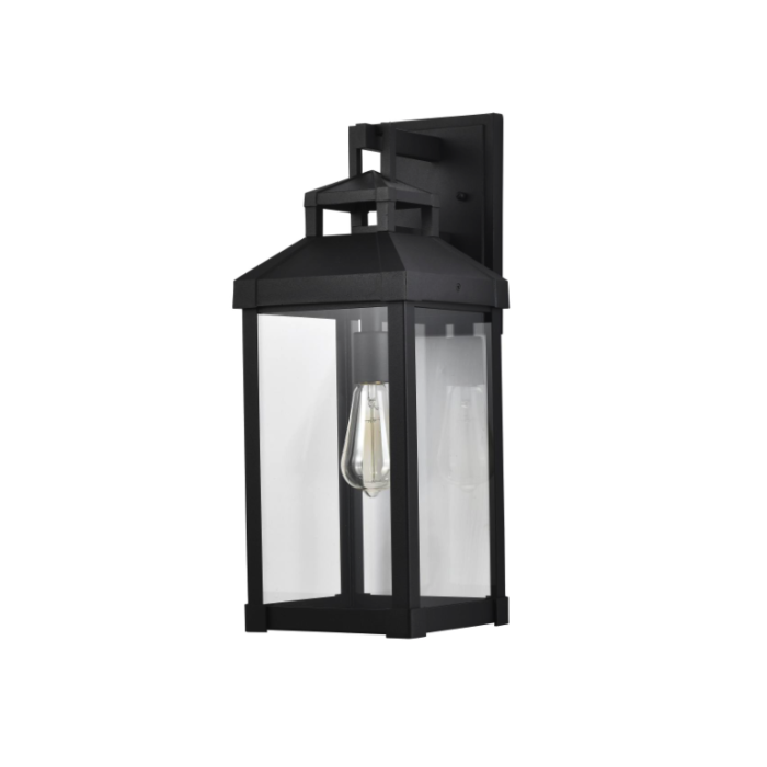 Nuvo 60-7371 Corning; 1 Light Medium Wall Lantern; Matte Black with Clear Glass