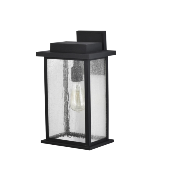 Nuvo 60-7376 Sullivan; 1 Light Large Wall Lantern; Matte Black with Clear Seeded Glass