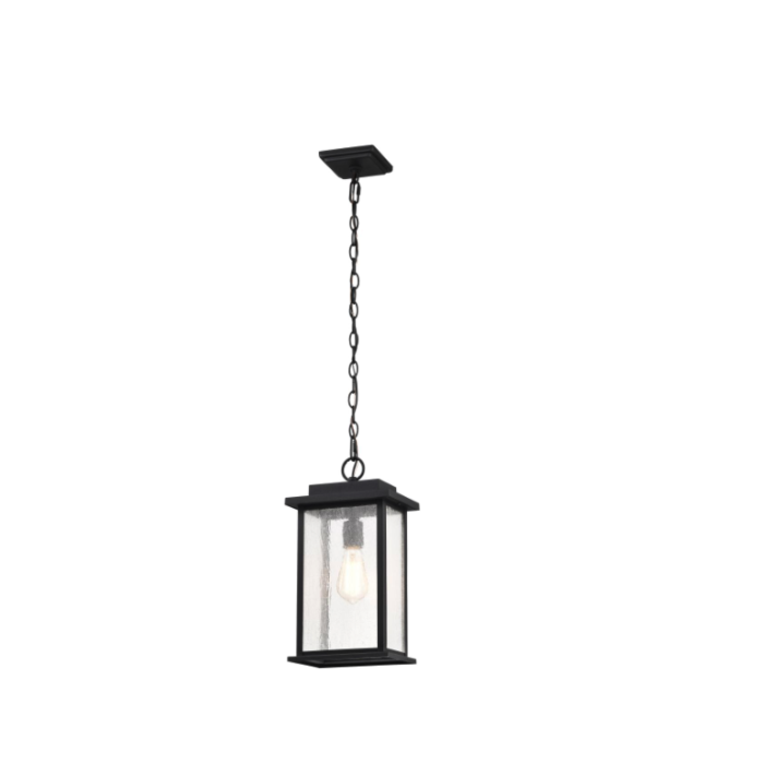 Nuvo 60-7377 Sullivan Collection Outdoor 16 inch Hanging Light; Matte Black Finish with Clear Seedy Glass