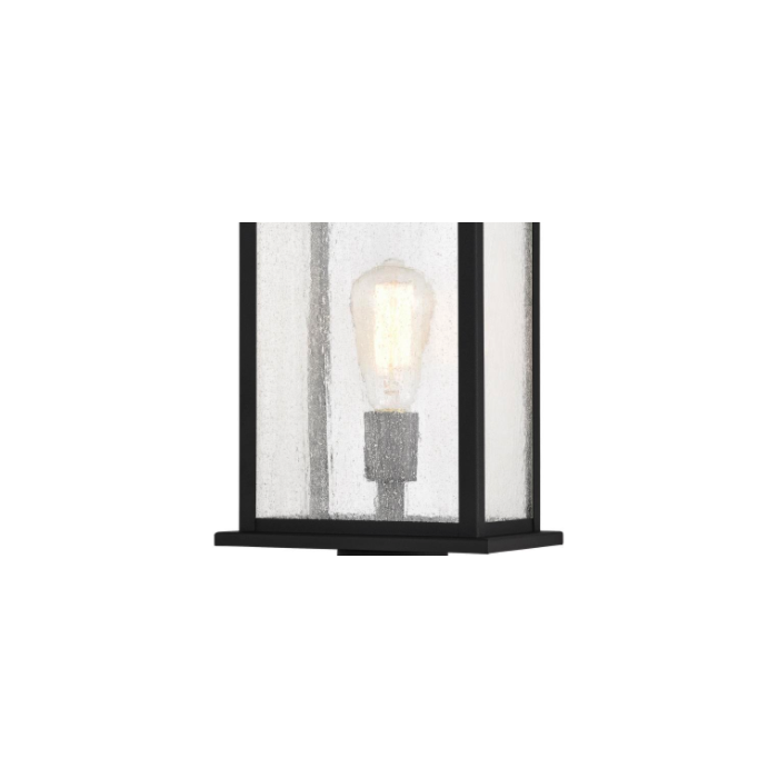 Nuvo 60-7378 Sullivan Collection Outdoor 17 inch Post Light Pole Lantern; Matte Black Finish with Clear Seedy Glass