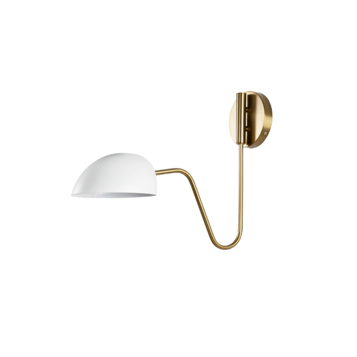 Nuvo 60-7392 Trilby; 1 Light; Wall Sconce; Matte White with Burnished Brass