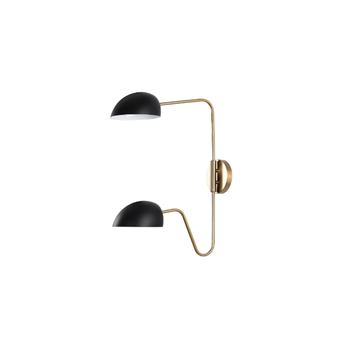 Nuvo 60-7393 Trilby; 2 Light; Wall Sconce; Matte Black with Burnished Brass