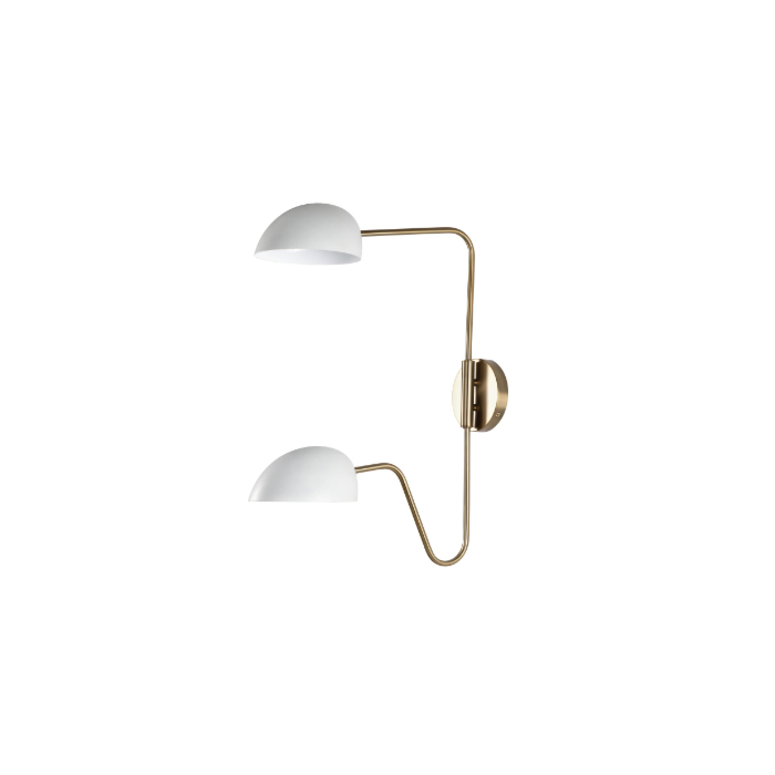 Nuvo 60-7394 Trilby; 2 Light; Wall Sconce Matte White with Burnished Brass