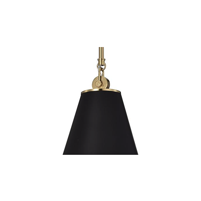 Nuvo 60-7408 Dover; 1 Light; Small Pendant; Black with Vintage Brass