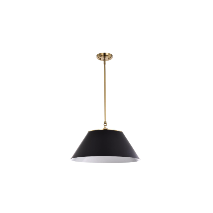 Nuvo 60-7414 Dover; 3 Light; Large Pendant; Black with Vintage Brass