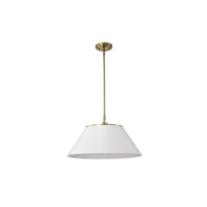 Nuvo 60-7415 Dover; 3 Light; Large Pendant; White with Vintage Brass