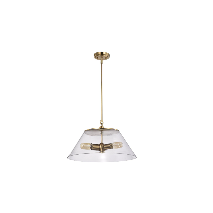 Nuvo 60-7416 Dover; 3 Light; Large Pendant; Vintage Brass with Clear Glass