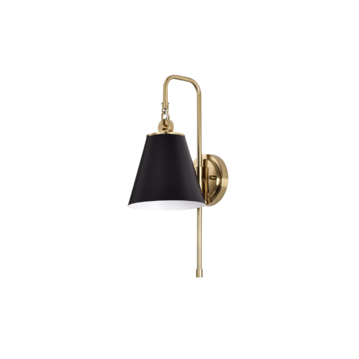 Nuvo 60-7445 Dover; 1 Light; Wall Sconce; Black with Vintage Brass