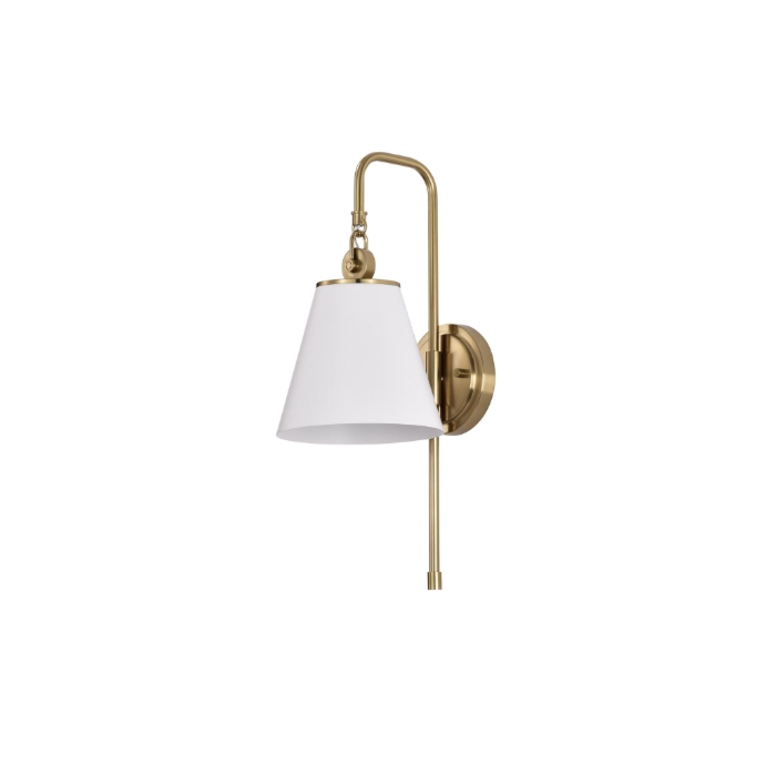 Nuvo 60-7446 Dover; 1 Light; Wall Sconce; White with Vintage Brass