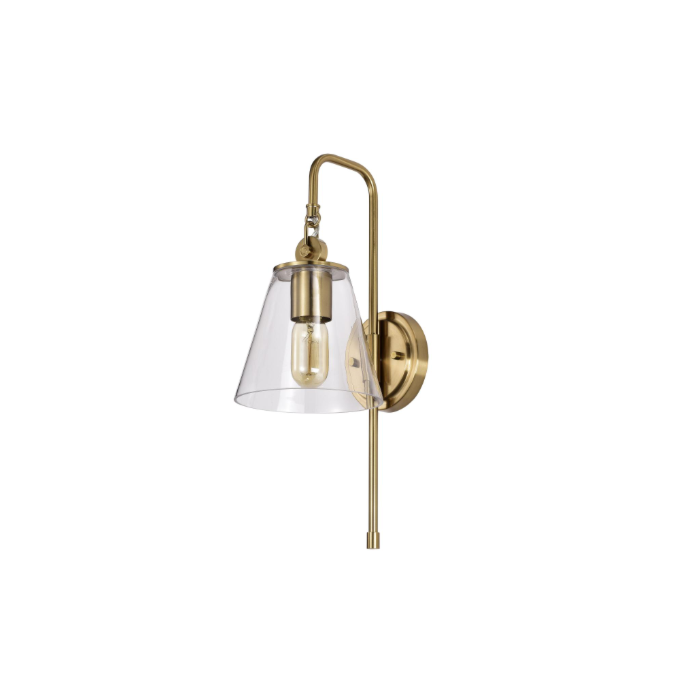 Nuvo 60-7449 Dover; 1 Light; Wall Sconce; Vintage Brass with Clear Glass