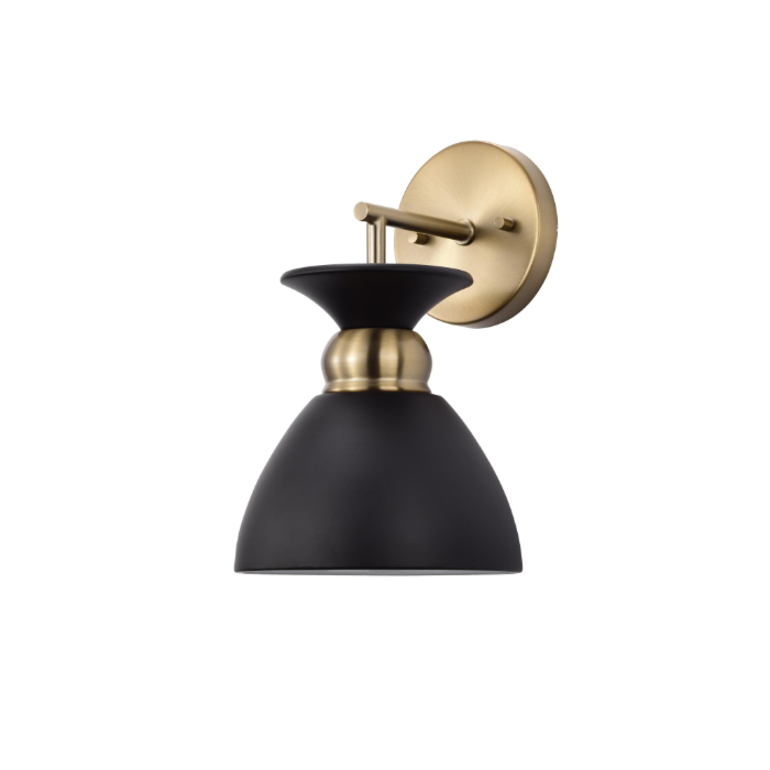 Nuvo 60-7458 Perkins; 1 Light; Wall Sconce; Matte Black with Burnished Brass