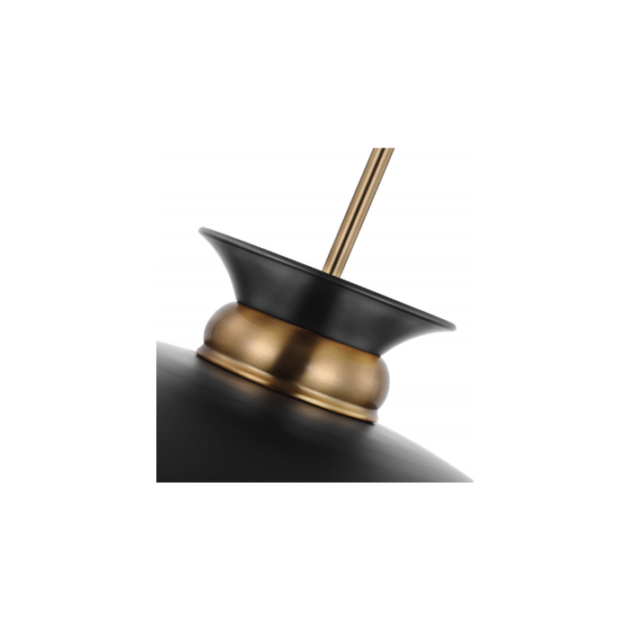Nuvo 60-7462 Perkins; 1 Light; Large Pendant; Matte Black with Burnished Brass