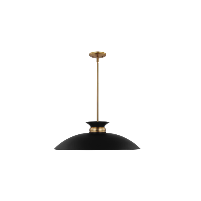 Nuvo 60-7462 Perkins; 1 Light; Large Pendant; Matte Black with Burnished Brass