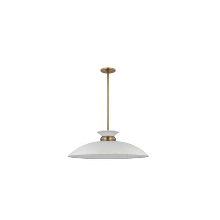 Nuvo 60-7465 Perkins; 1 Light; Large Pendant; Matte White with Burnished Brass