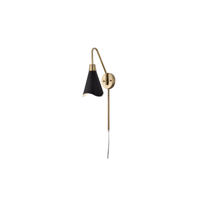 Nuvo 60-7467 Tango; 1 Light; Wall Sconce; Matte Black with Burnished Brass