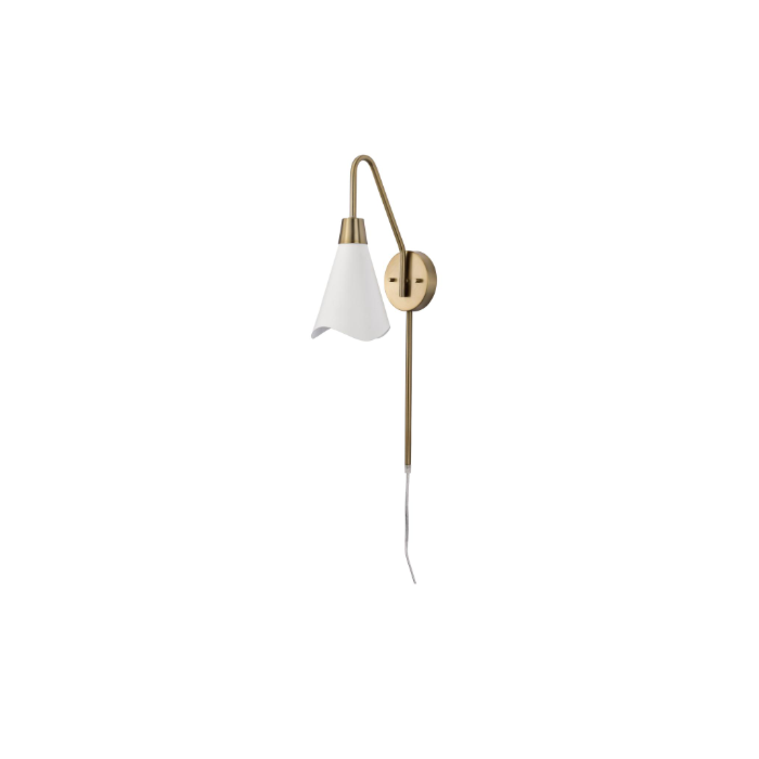 Nuvo 60-7468 Tango; 1 Light; Wall Sconce; Matte White with Burnished Brass