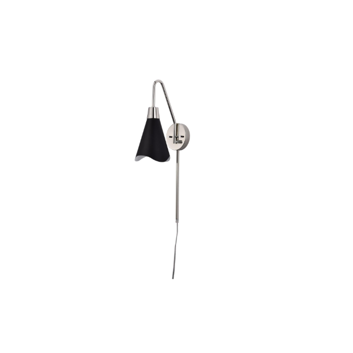 Nuvo 60-7469 Tango; 1 Light; Wall Sconce; Matte Black with Polished Nickel