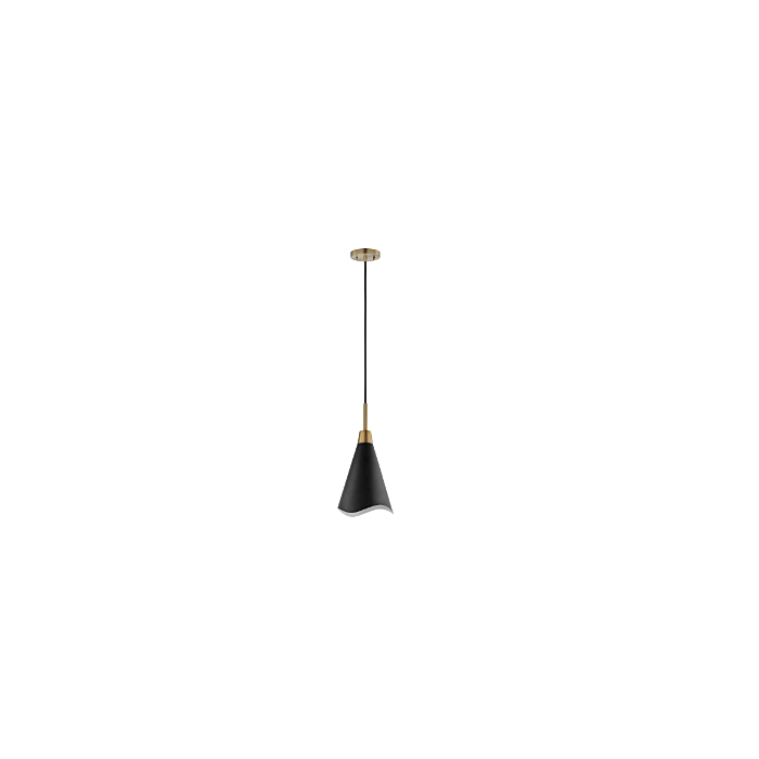 Nuvo 60-7470 Tango; 1 Light; Small Pendant; Matte Black with Burnished Brass