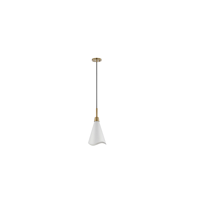 Nuvo 60-7471 Tango; 1 Light; Small Pendant; Matte White with Burnished Brass