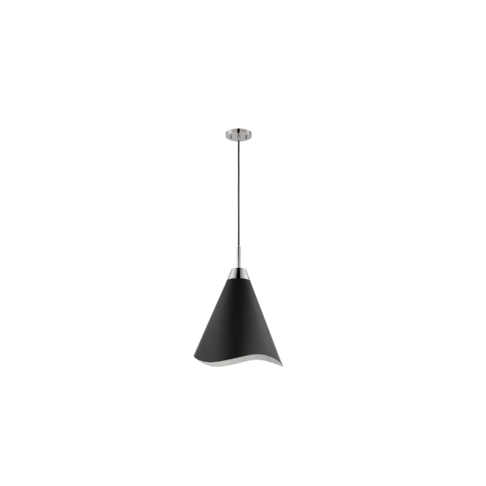 Nuvo 60-7472 Tango; 1 Light; Small Pendant; Matte Black with Polished Nickel