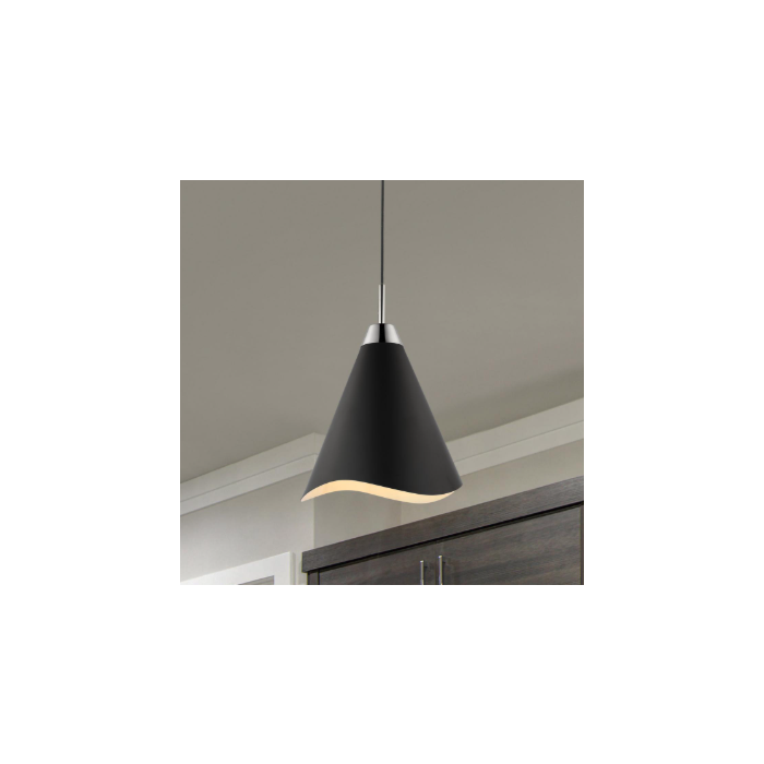 Nuvo 60-7478 Tango; 1 Light; Large Pendant; Matte Black with Polished Nickel