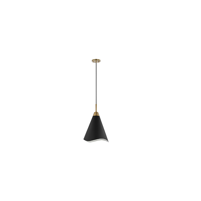 Nuvo 60-7473 Tango; 1 Light; Medium Pendant; Matte Black with Burnished Brass