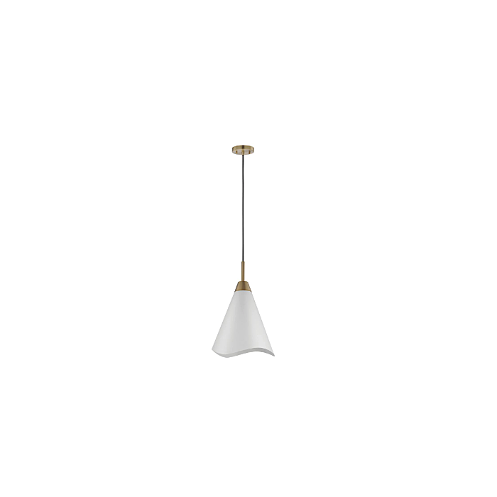 Nuvo 60-7477 Tango; 1 Light; Large Pendant; Matte White with Burnished Brass