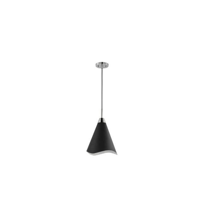 Nuvo 60-7478 Tango; 1 Light; Large Pendant; Matte Black with Polished Nickel