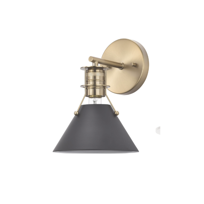 Nuvo 60-7519 Outpost; 1 Light; Wall Sconce; Matte Black with Burnished Brass