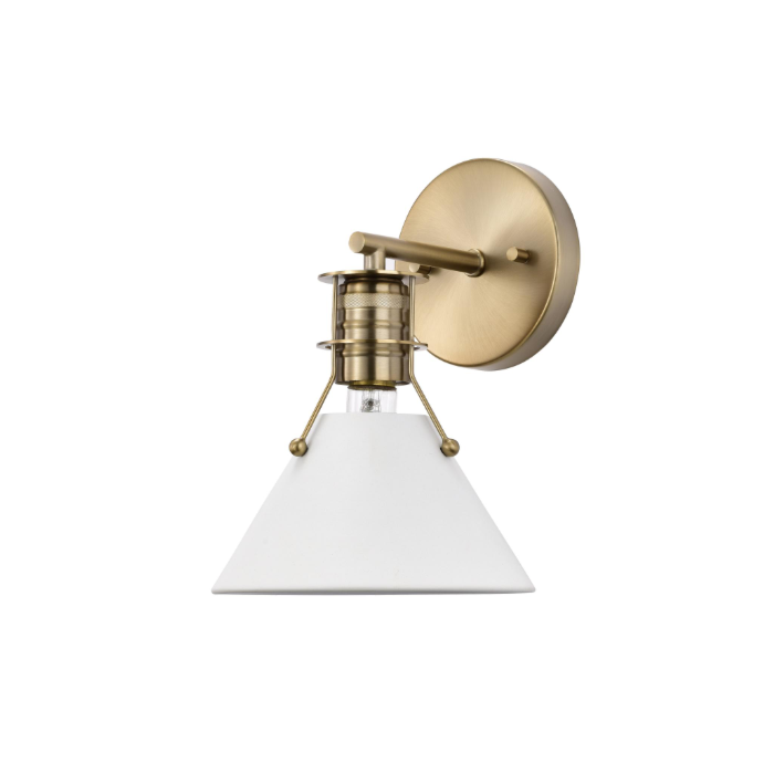 Nuvo 60-7520 Outpost; 1 Light; Wall Sconce; Matte White with Burnished Brass