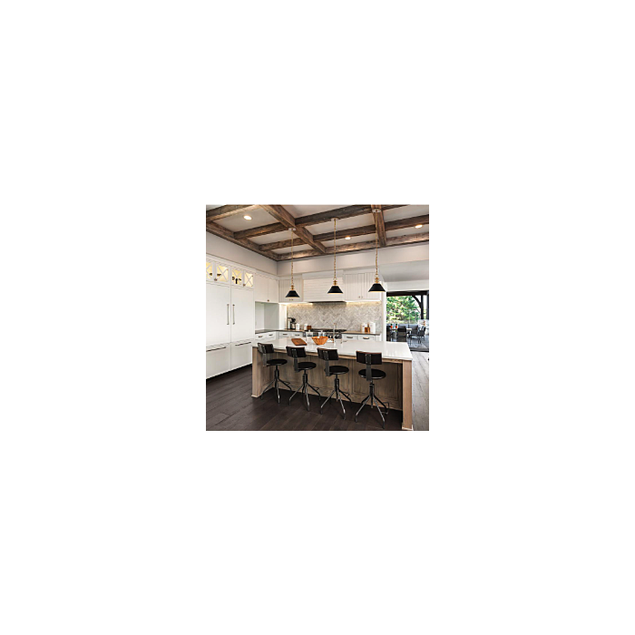 Nuvo 60-7521 Outpost; 1 Light; Small Pendant; Matte Black with Burnished Brass