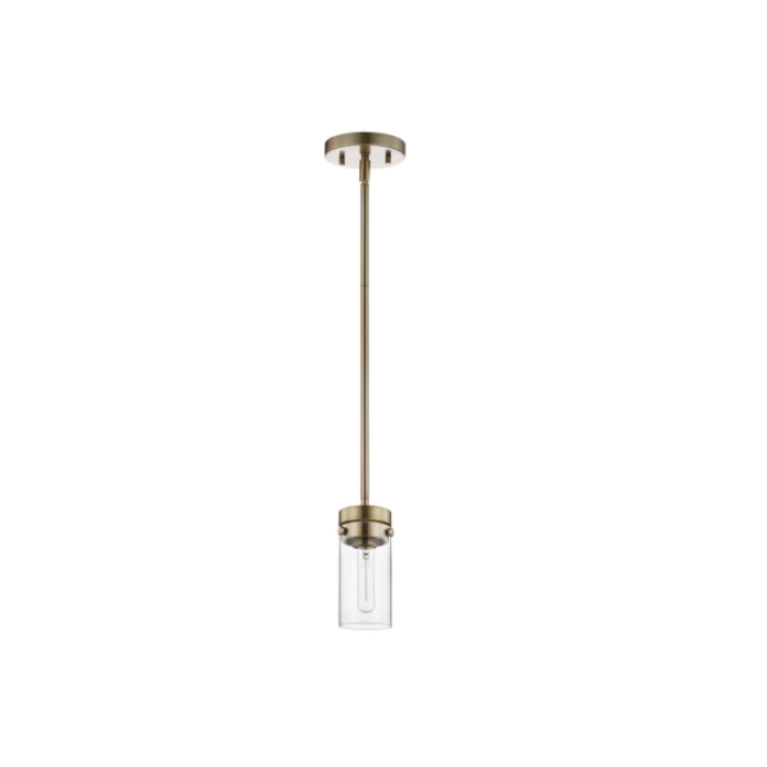 Nuvo 60-7529 Intersection; 1 Light; Mini Pendant; Burnished Brass with Clear Glass