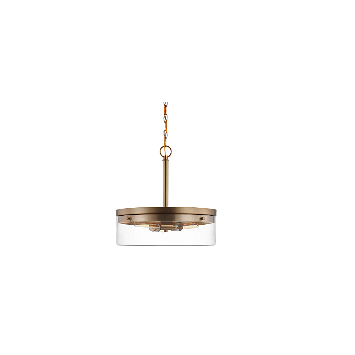 Nuvo 60-7530 Intersection; 3 Light; Pendant; Burnished Brass with Clear Glass