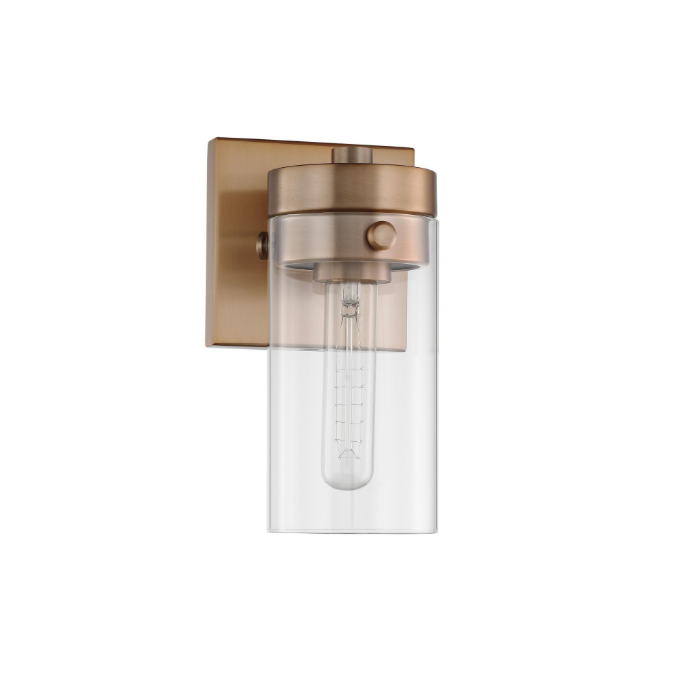Nuvo 60-7531 Intersection; 1 Light; Vanity; Burnished Brass with Clear Glass