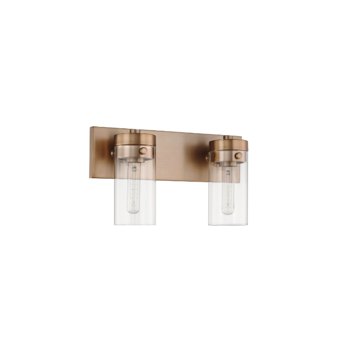 Nuvo 60-7532 Intersection; 2 Light; Vanity; Burnished Brass with Clear Glass