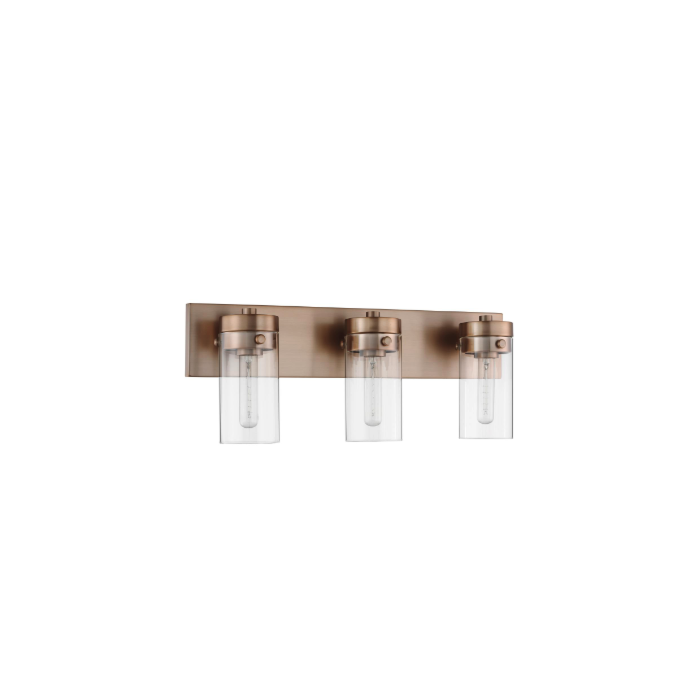 Nuvo 60-7533 Intersection; 3 Light; Vanity; Burnished Brass with Clear Glass
