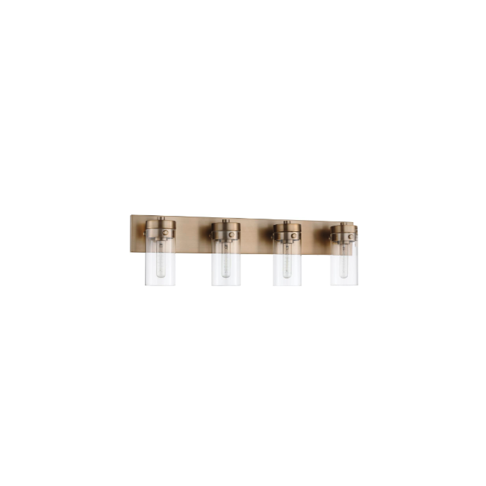 Nuvo 60-7534 Intersection; 4 Light; Vanity; Burnished Brass with Clear Glass