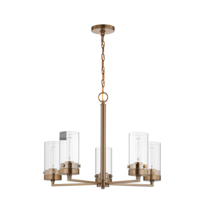 Nuvo 60-7535 Intersection; 5Lt Chandelier; Burnished Brass With Clear Glass 