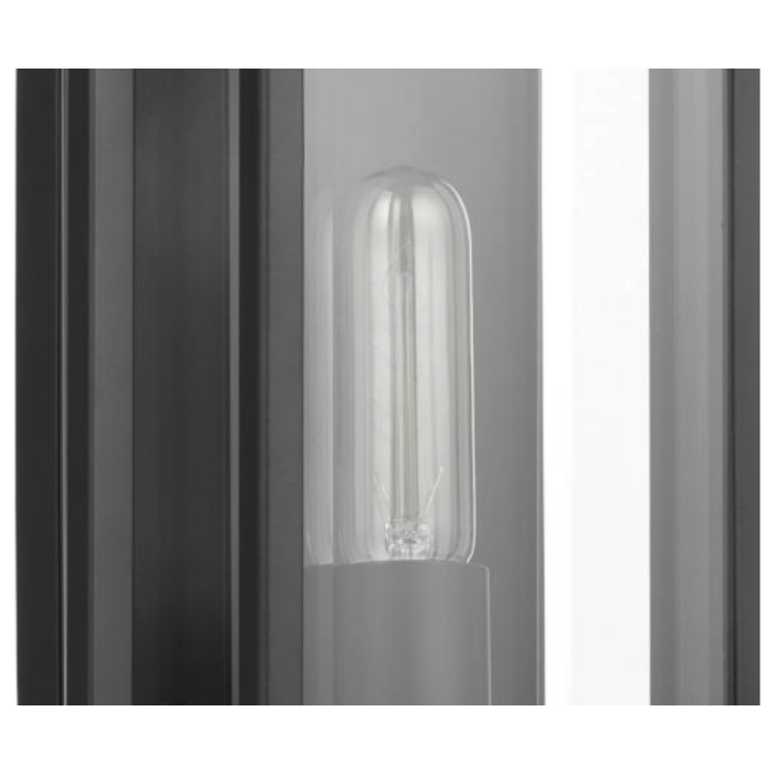 Nuvo 60-7543 Exhibit; 1 Light; Small Wall Lantern; Matte Black Finish with Clear Beveled Glass