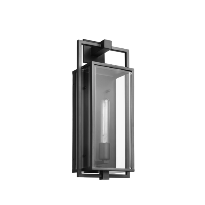 Nuvo 60-7545 Exhibit; 1 Light; Large Wall Lantern; Matte Black Finish with Clear Beveled Glass