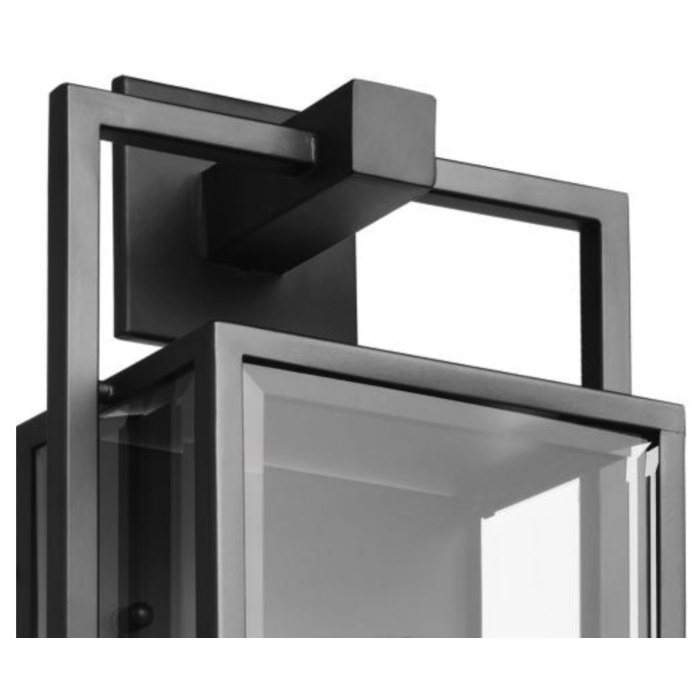 Nuvo 60-7545 Exhibit; 1 Light; Large Wall Lantern; Matte Black Finish with Clear Beveled Glass