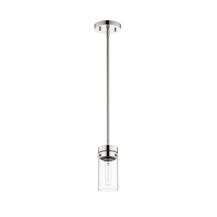 Nuvo 60-7629 Intersection; 1 Light; Mini Pendant; Polished Nickel with Clear Glass