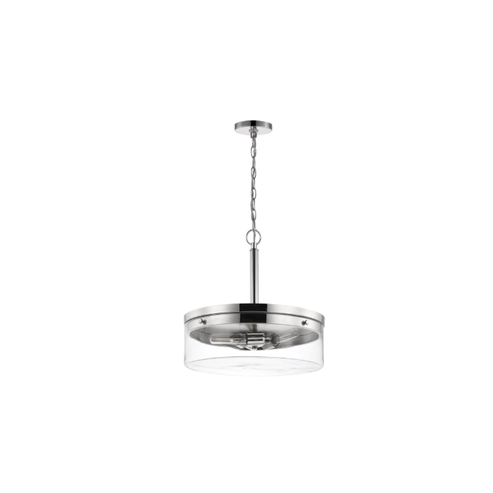 Nuvo 60-7630 Intersection; 3 Light; Pendant; Polished Nickel with Clear Glass