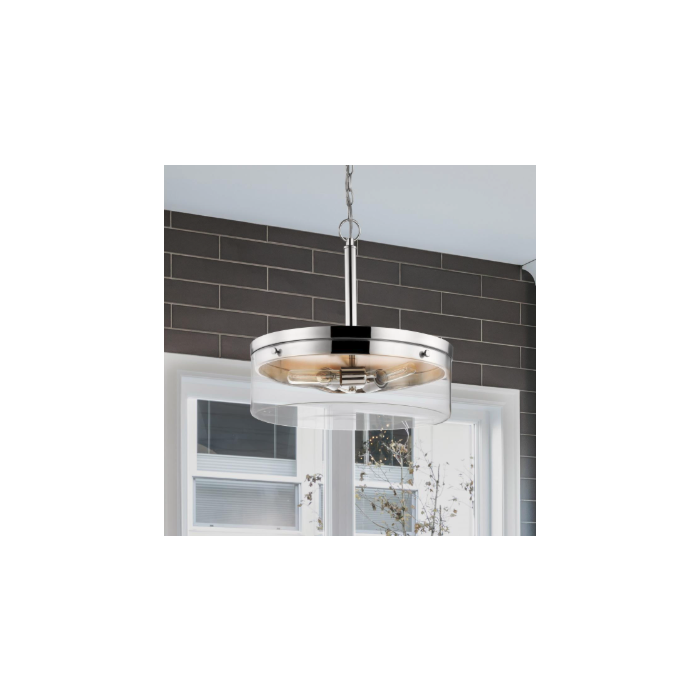 Nuvo 60-7630 Intersection; 3 Light; Pendant; Polished Nickel with Clear Glass