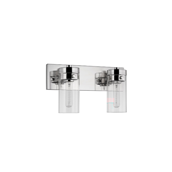 Nuvo 60-7632 Intersection; 2 Light; Vanity; Polished Nickel with Clear Glass