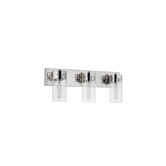 Nuvo 60-7633 Intersection; 3 Light; Vanity; Polished Nickel with Clear Glass