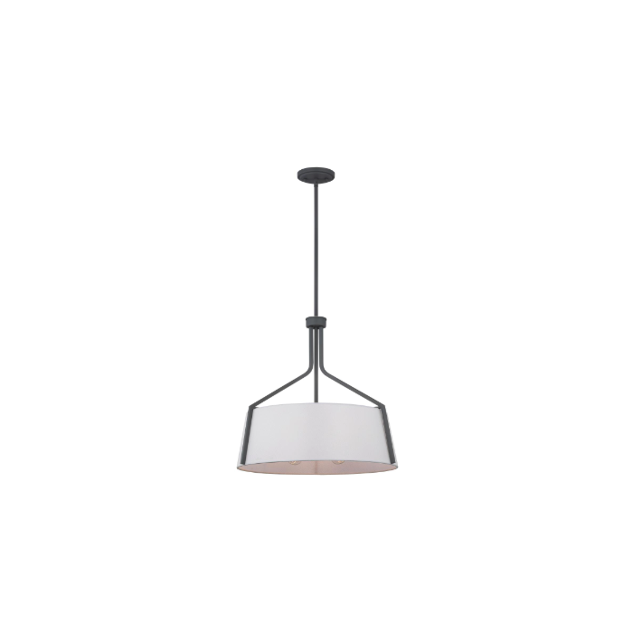 Nuvo 60-7668 Livingston; 4 Light Pendant; Medium Base; 60 Watt; Putty Gray Finish; White Linen Fabric Shade