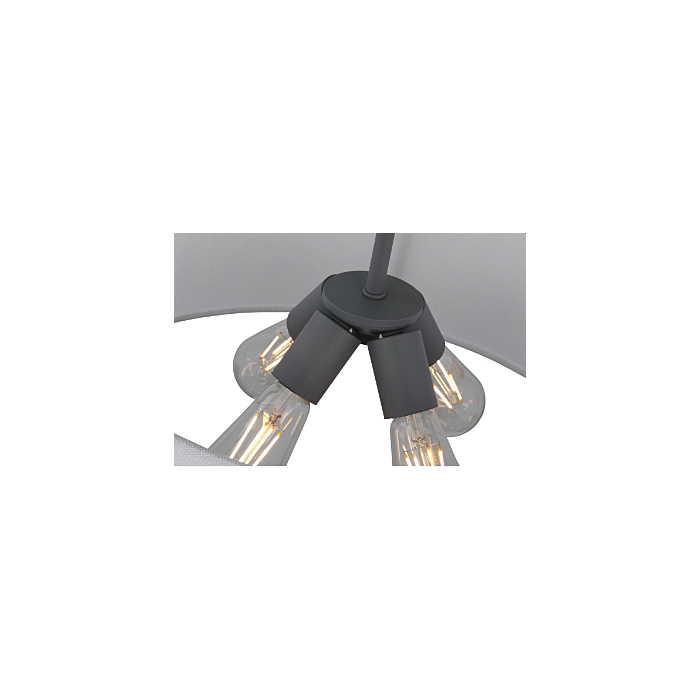 Nuvo 60-7668 Livingston; 4 Light Pendant; Medium Base; 60 Watt; Putty Gray Finish; White Linen Fabric Shade