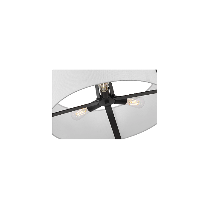 Nuvo 60-7678 Flynn; 3 Light Pendant; Medium Base; 60 Watt; Black Finish; White Textile Shade