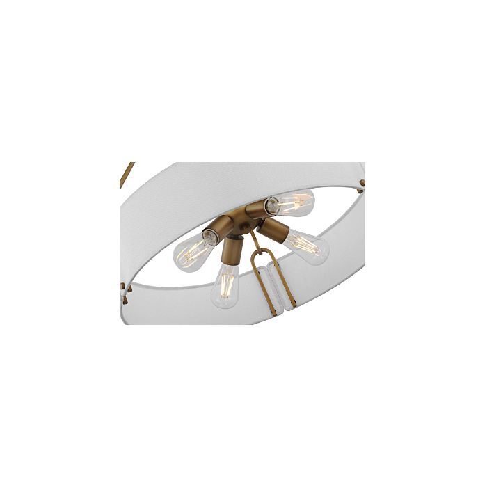 Nuvo 60-7691 Halter; 4 Light Pendant; Medium Base; 60 Watt;Natural Brass Finish; White Fabric Shade